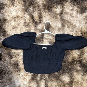 Abercrombie & Fitch Black Puff Sleeve Blouse